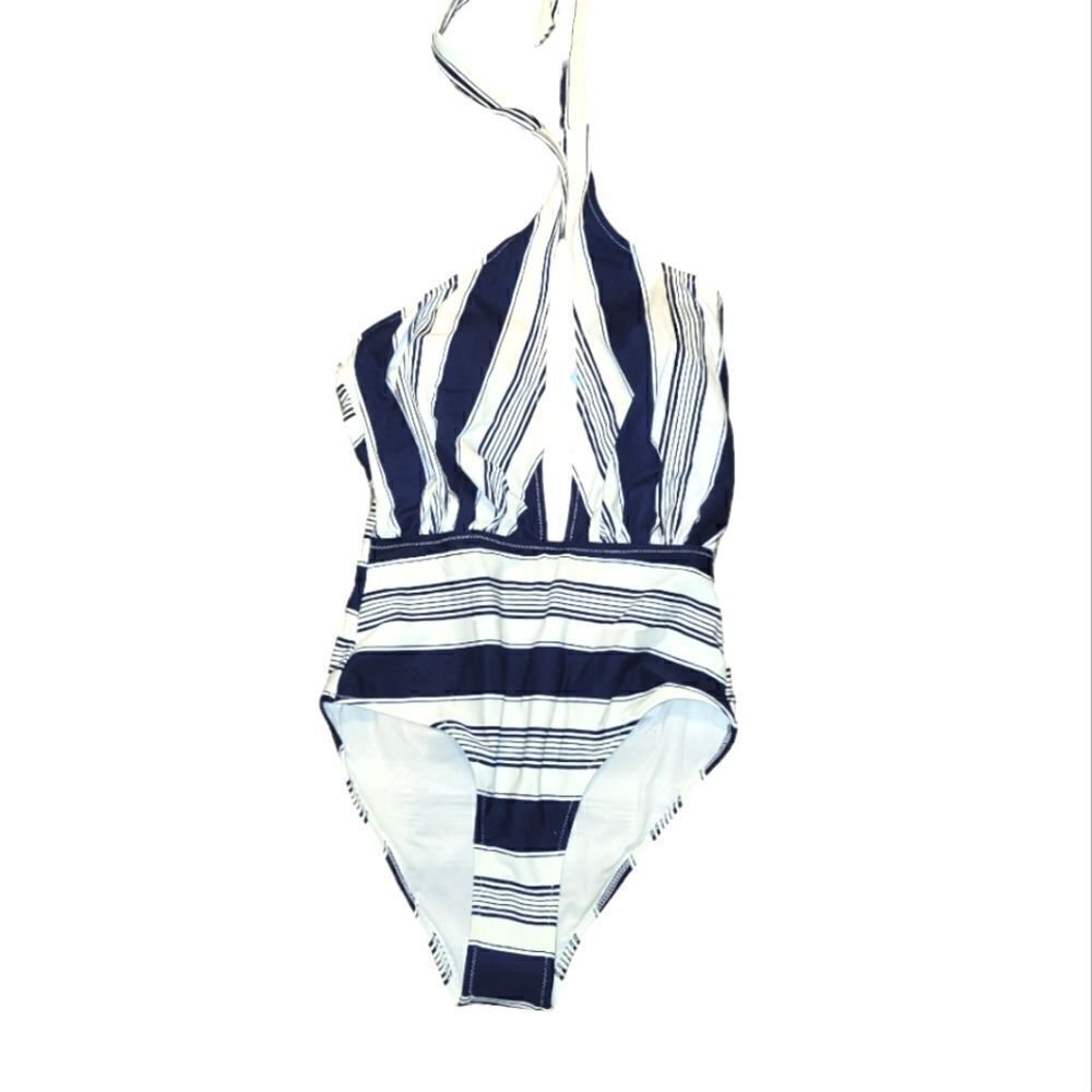 Cupshe Navy Blue and White Striped One Piece Swimsuit Size Small Nwt